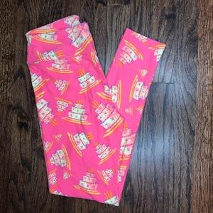 Birthday cake patterned lularoe unicorn leggings